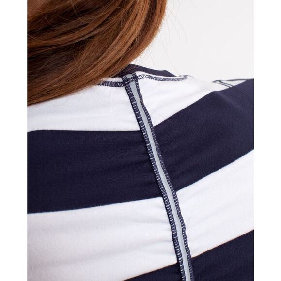 Lululemon Switch Back Long Sleeve Wide Bold Stripe White Deep Indigo Size 6 - Picture 5 of 14